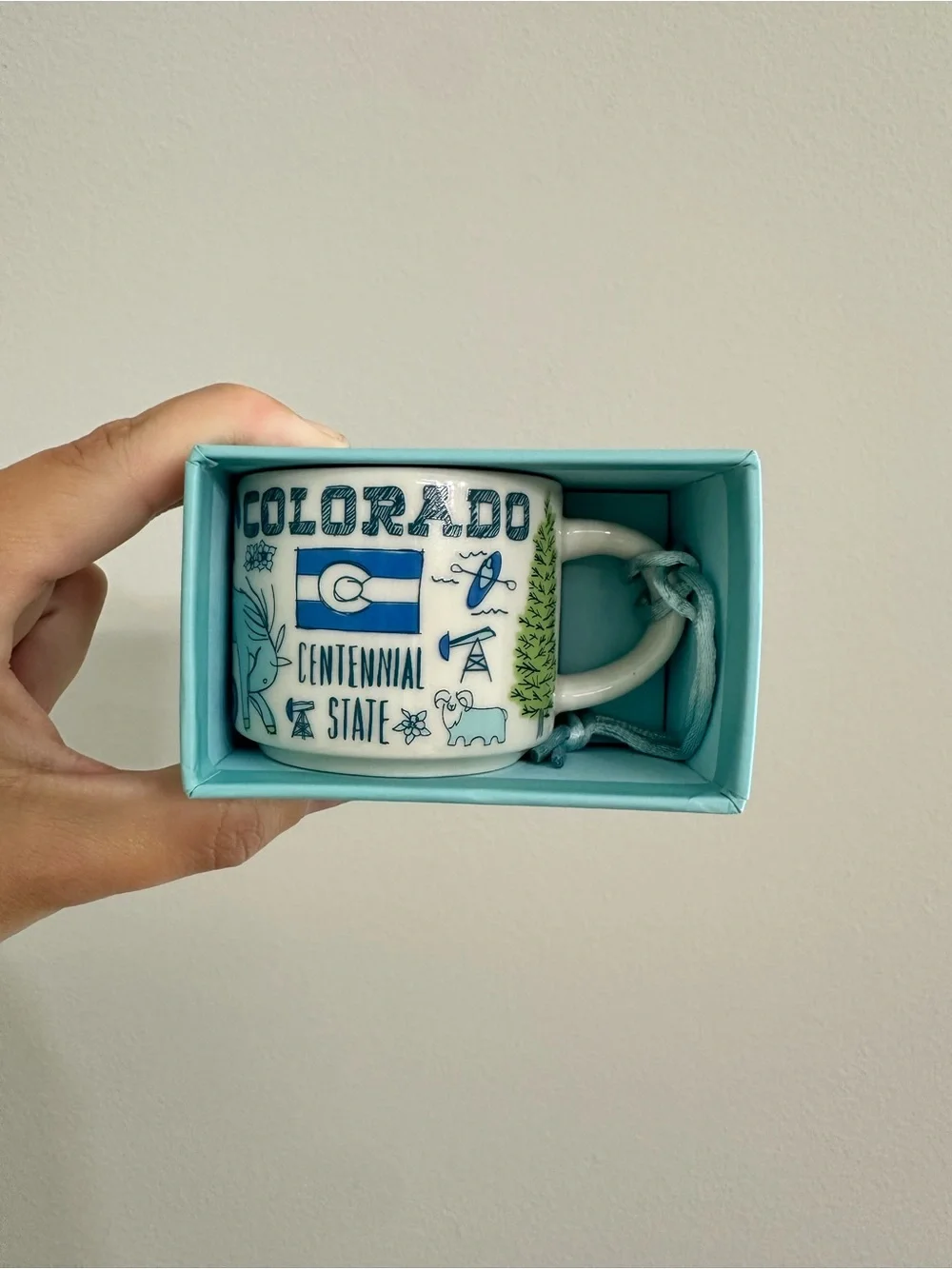 Starbucks Colorado Blue and White Ornament Mug